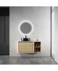 Sillysis Inch Wall Mounted Bathroom Vanity with Ceramic Vessel Sink