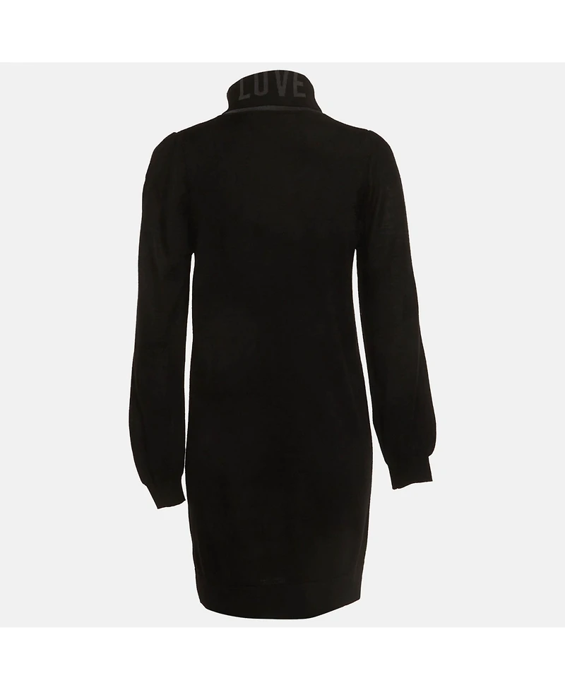 Pre-Owned Love Moschino Women's Knit Intarsia Turtle Neck Mini Dress