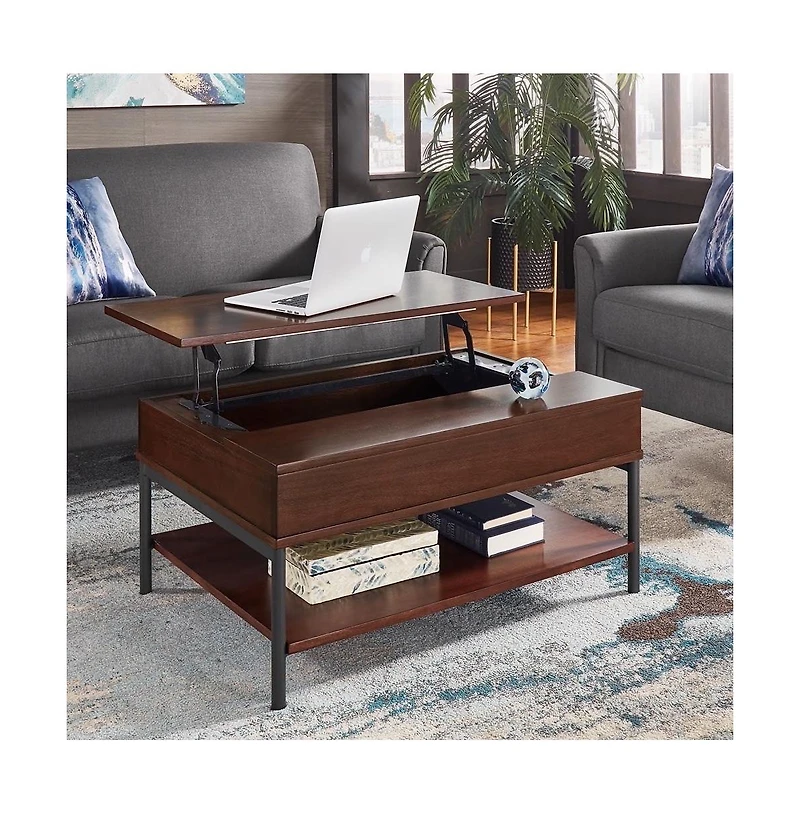 iNSPIRE Q Finish Lift-Top Coffee Table With Metal Base