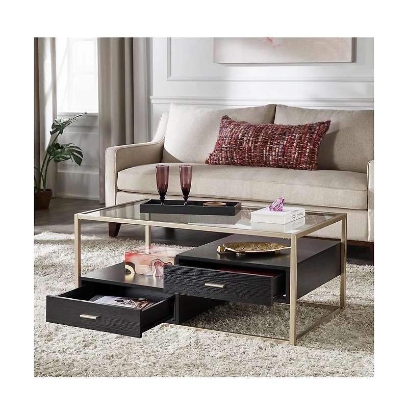 iNSPIRE Q 2-Drawer Coffee Table With Tempered Glass Top