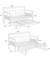 gaomon Daybed and Foldable Metal Trundle Bed, Metal Twin Bed Frame Heavy Duty Steel Slats Support,Sofa BedFrame for Living Room