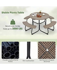 Sugift 8-Person Outdoor Picnic Table and Bench Set with Umbrella Hole