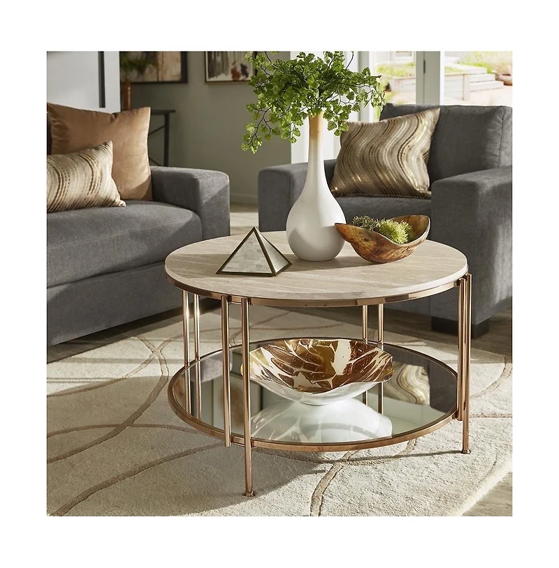 iNSPIRE Q Coffee Table With Faux Marble Top and Mirror Bottom