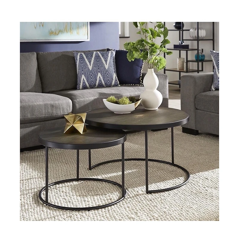 iNSPIRE Q Round Nesting Coffee Table With Faux Stingray Top