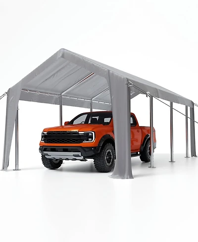 gaomon 13x25 Feet Waterproof and Uv-Resistant carport Replacement Canopy Cover -220G Pe Fabric with Ball Bungees