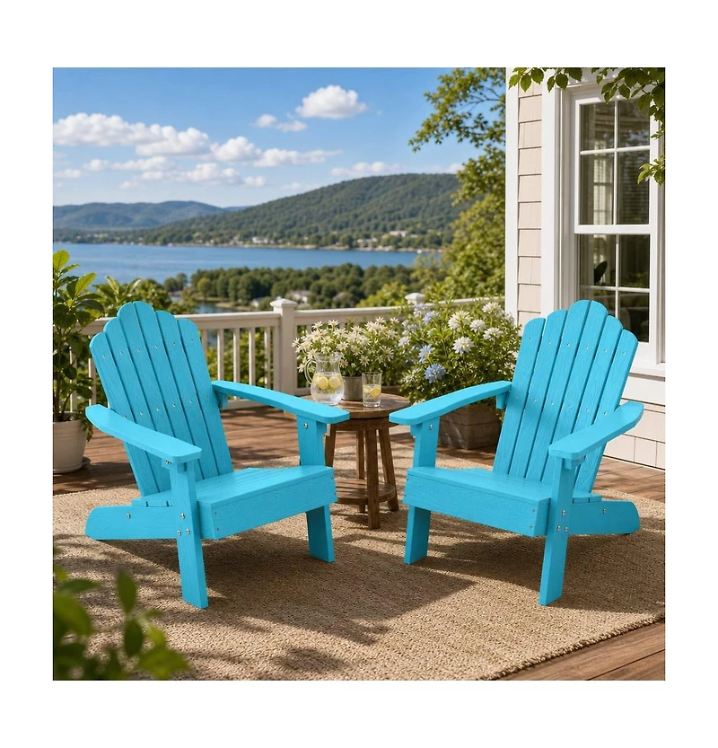 Gouun Set of 2 Kids Hips Adirondack Chairs with Tilted High Backrest Pool-Friendly