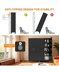 sumyeg Shapely Doors Cabinet Metal Storage with and Adjustable Shelves