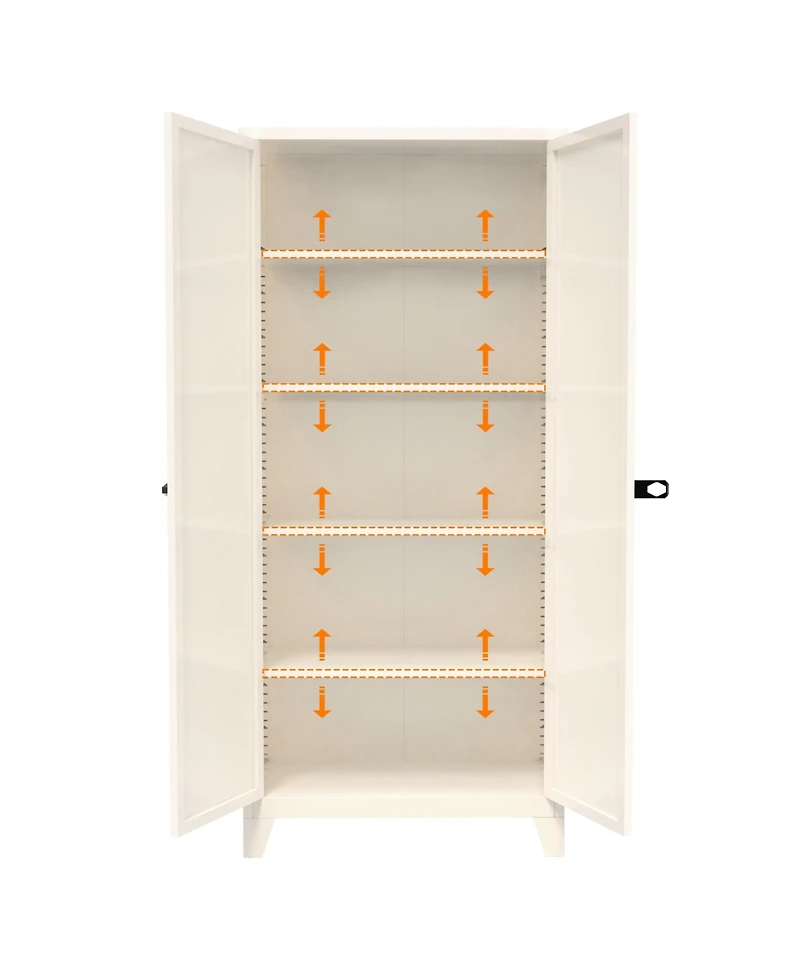 sumyeg Shapely Doors Cabinet Metal Storage with and Adjustable Shelves