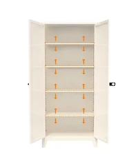 sumyeg Shapely Doors Cabinet Metal Storage with and Adjustable Shelves