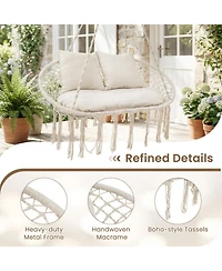 Sugift Double Swing Chair With Cushions Macrame Hanging Hammock Chair for Indoor and Outdoor Use