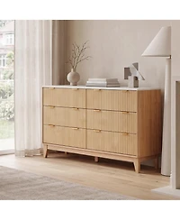 homfan Fluted 6 Drawer Dresser with Handles