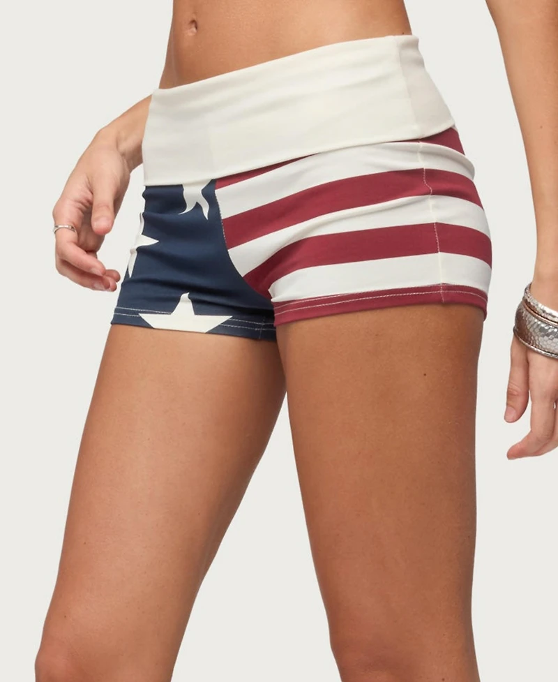 Edikted Women's Usa Foldover Shorts