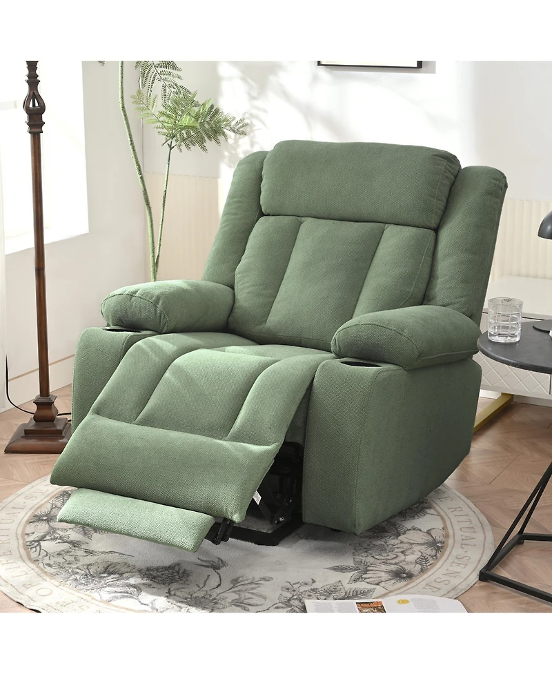 Clihome Power Lift Recliner Chair for Elderly,Fabric Lift Chairs for Living Room,Home Theater Seating with 2 Cup Holders,Side Pockets,Remote Control