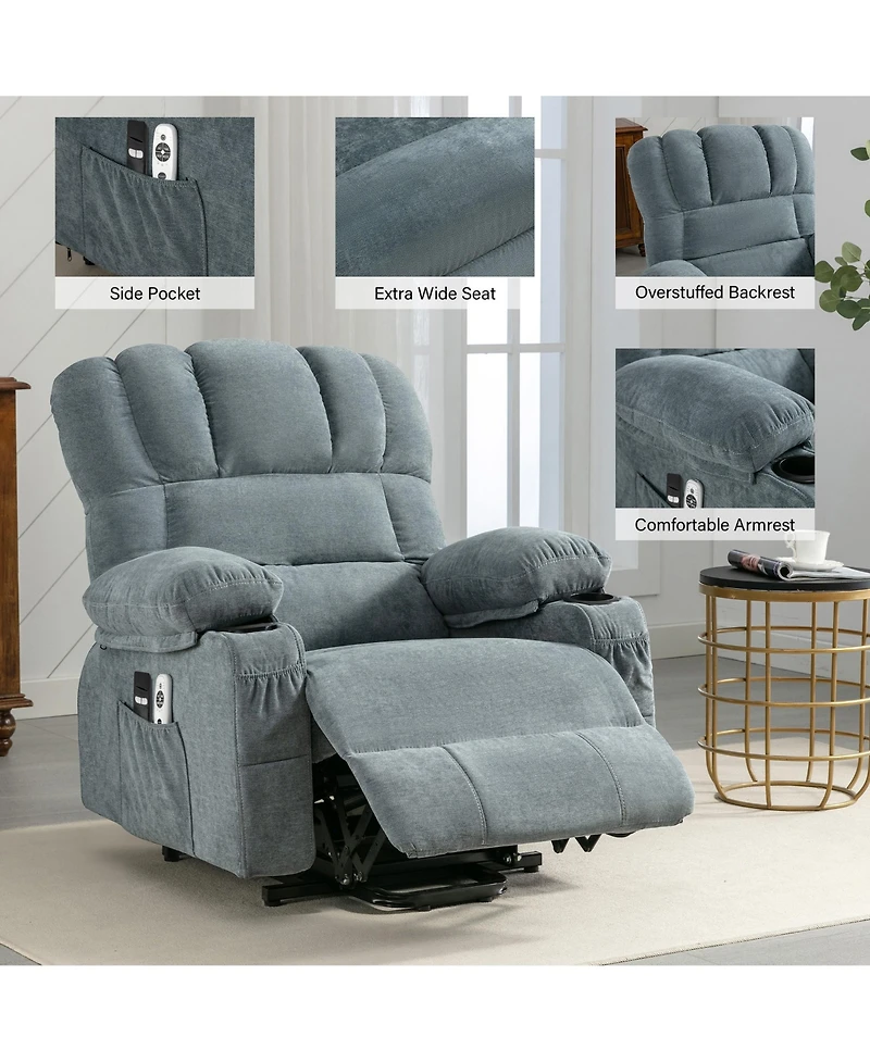 Clihome Power Electric massage lift recliner chair, suitable for the elderly, with heating and vibration functions, Usb