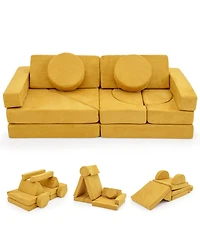 Sugift 14-Piece Convertible Kids Play Couch with High-Density Foam Blocks