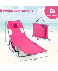 Gouun Lightweight Folding Beach Lounge Chair with Multi-Position Adjustable Back