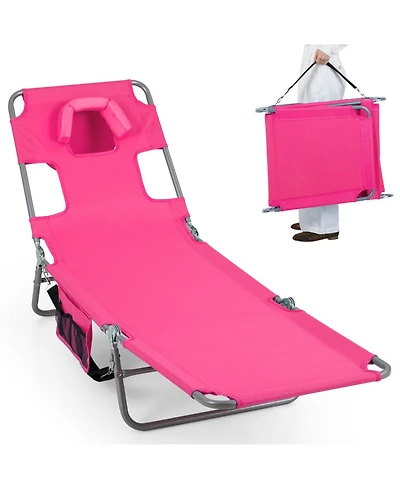 Gouun Lightweight Folding Beach Lounge Chair with Multi-Position Adjustable Back