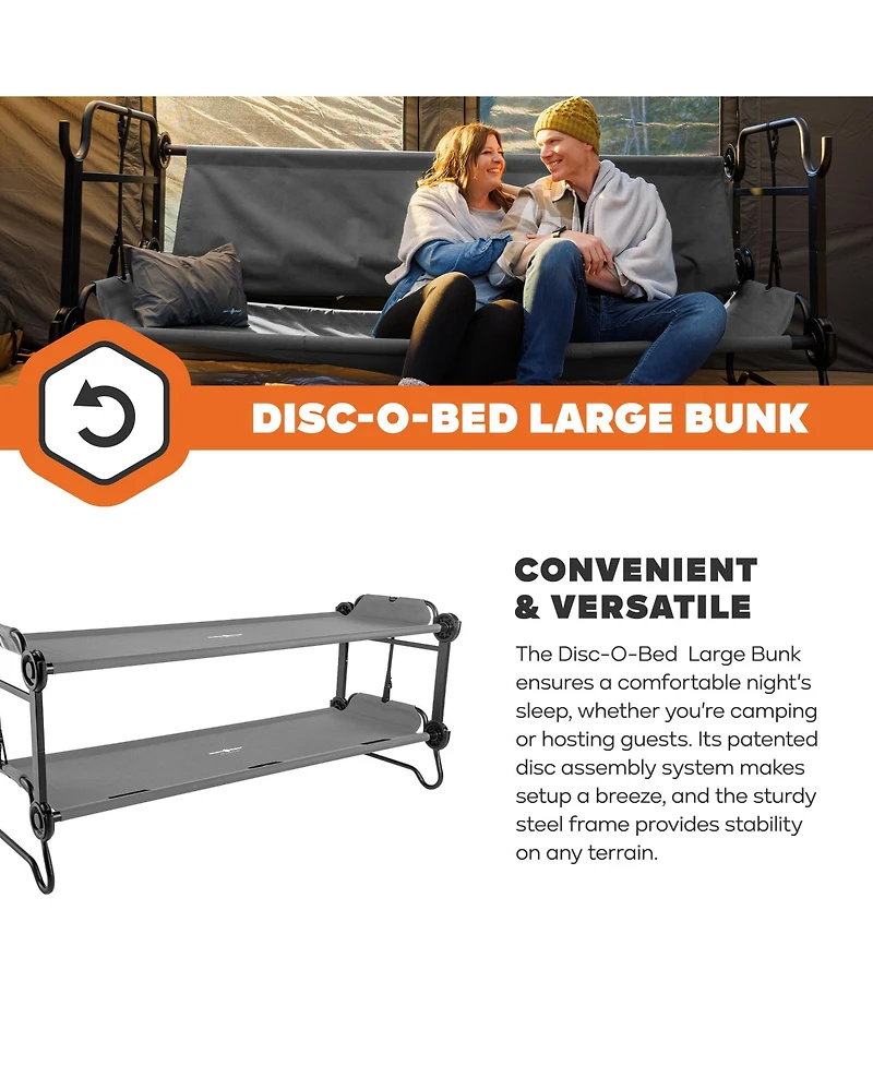 Disc-o-Bed Large Outdoor Convertible 2 Person Portable Camping Bunk Cots