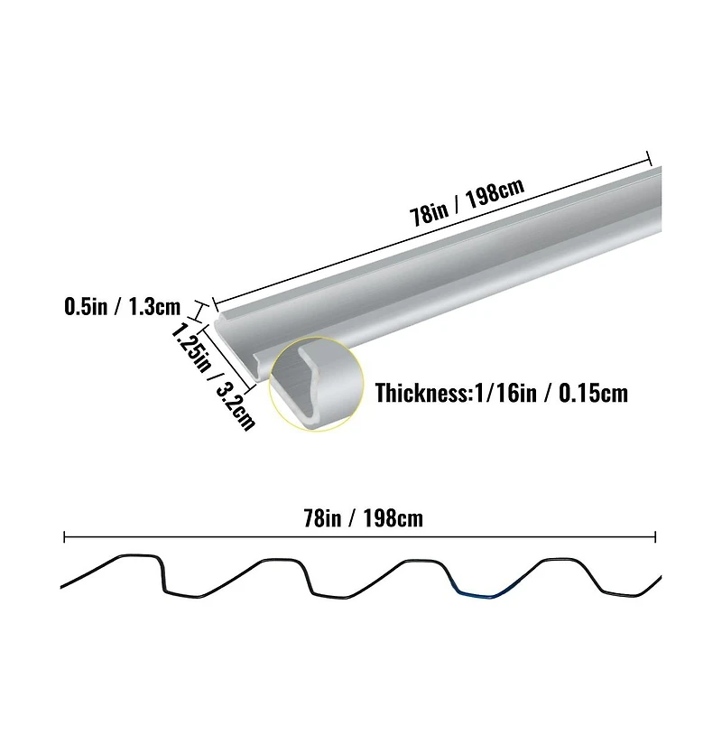 Sugift Spring Wire and U Channel Bundle 6.56 ft 40 Packs Aluminum Alloy Greenhouse Film Lock