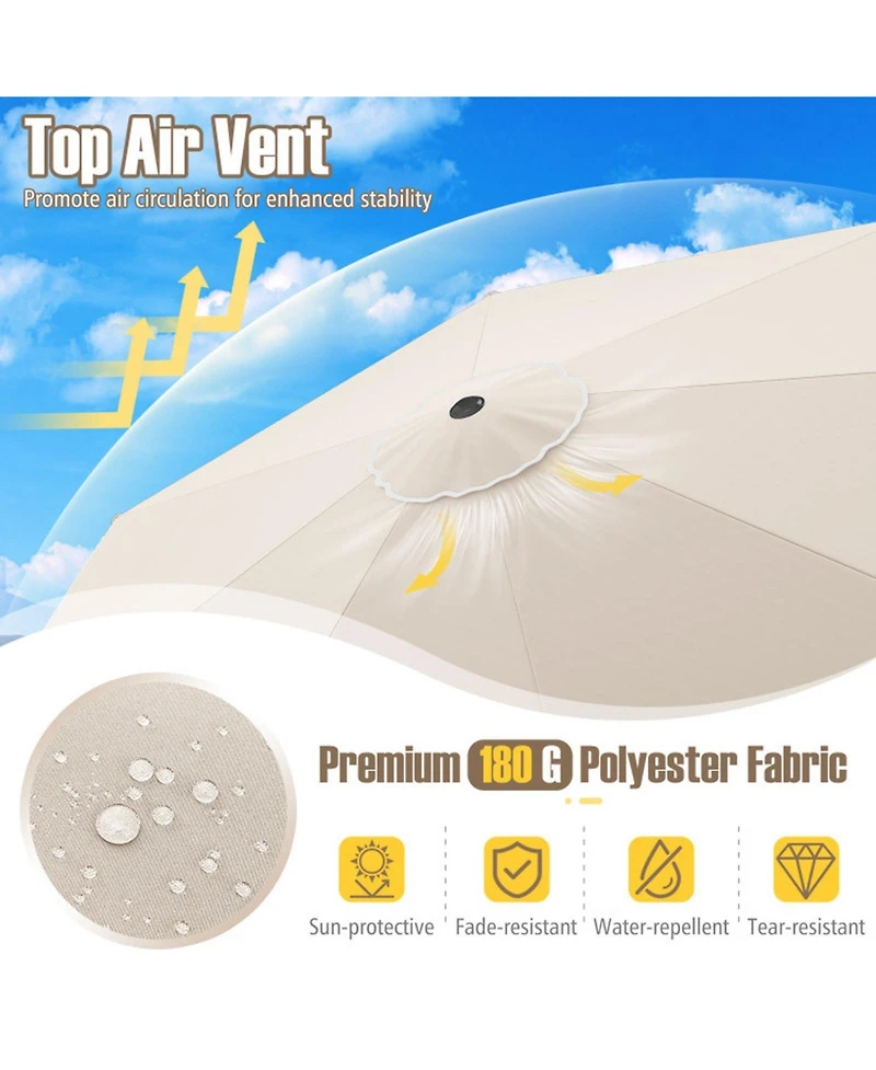 Sugift 10 Feet Patio Umbrella Outdoor Market Umbrella with Crank Tilt Adjustment