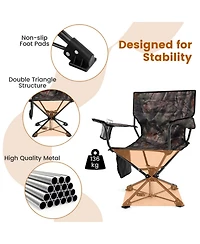 Sugift 360degree(s) Swivel Portable Foldable Hunting Chair Set of 2 with 600D Oxford Fabric
