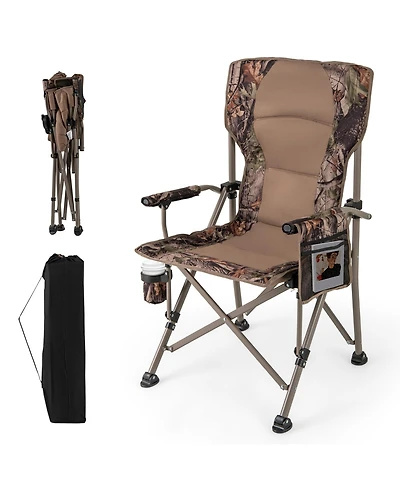 Mecale Heavy-Duty Folding Camping Chair, 400-lb Capacity, Metal Frame