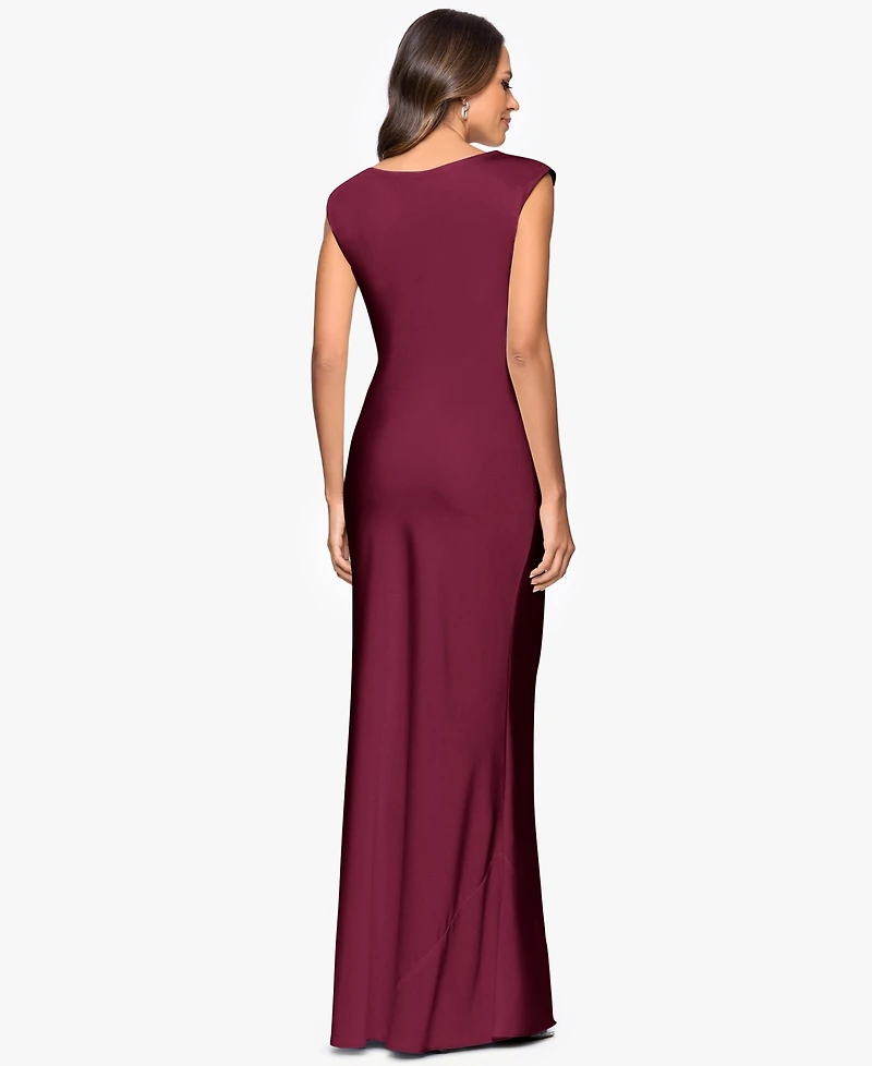 Betsy & Adam Petite Cowl Neck Gown