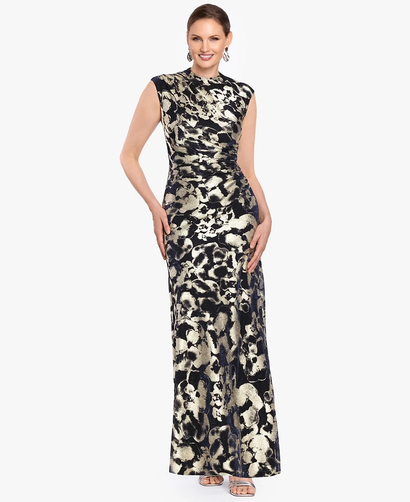 Betsy & Adam Petite Crinkle Detail Gown