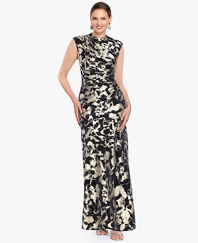 Betsy & Adam Petite Crinkle Detail Gown