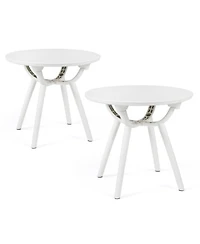Gouun 20 In Circular Outdoor End Table Set of 2 Weather-Resistant Pp and Abs Build