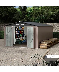 gaomon 10x14 Feet Metal Storage Sheds Outdoor, Metal Toolshed with Lockable Door, Metals Yard Sheds Metals Garden Shed Kit