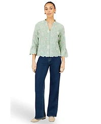 Yumi Women's 100% Cotton 3/4 Sleeve Shirt