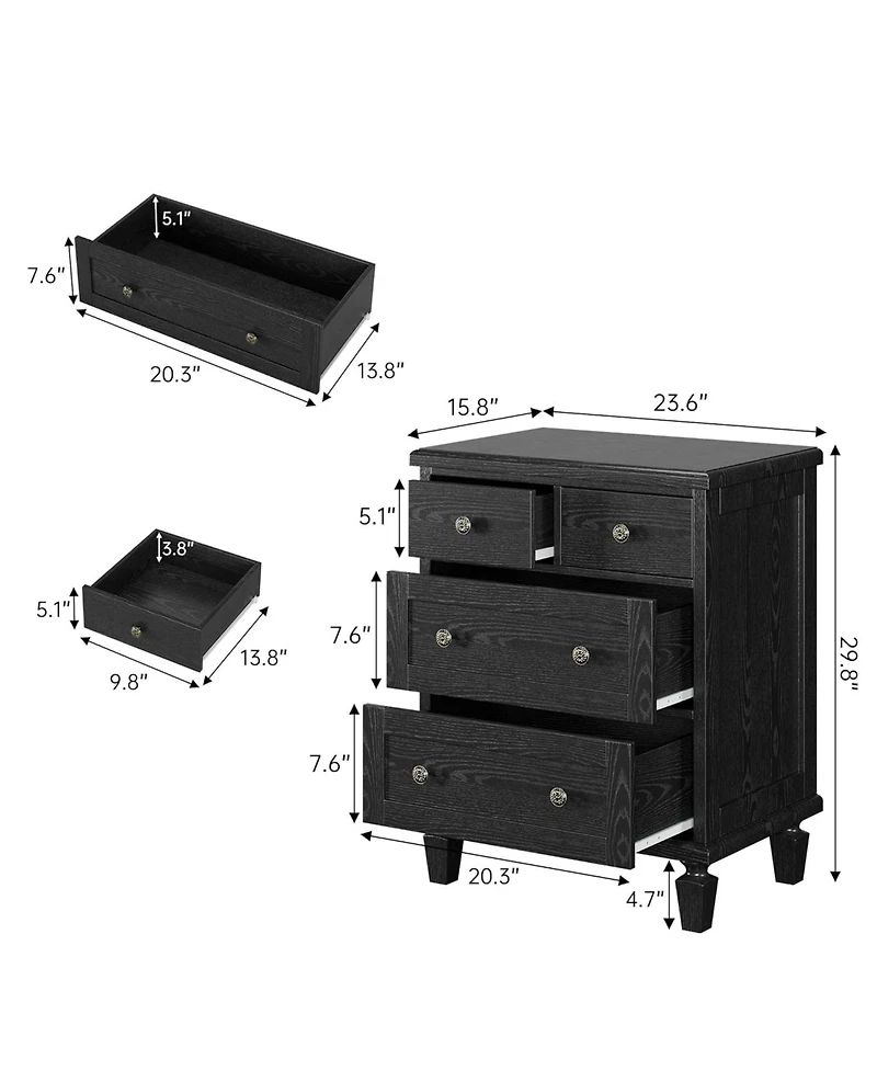 gaomon 4 Drawer Dresser for Bedroom, with Carved Handles and Tapered Legs Design, Wood Chests of Drawers with Large Capacity Storage