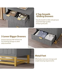 gaomon 5 Drawer Dresser for Bedroom, Chest of Drawers with Metal Base, Modern Cabinet Organizer Living Room, Hallway