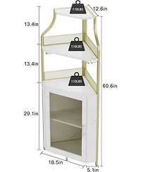 gaomon Corner Wine Cabinet with Detachable Wine Rack, 5-Tier Industrial Corner Bar Cabinet with Barn Door and Glass Holder