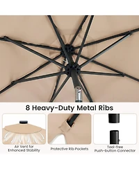 Sugift 9 Ft Patio Umbrella with Solar Led Lights and Weighted Base