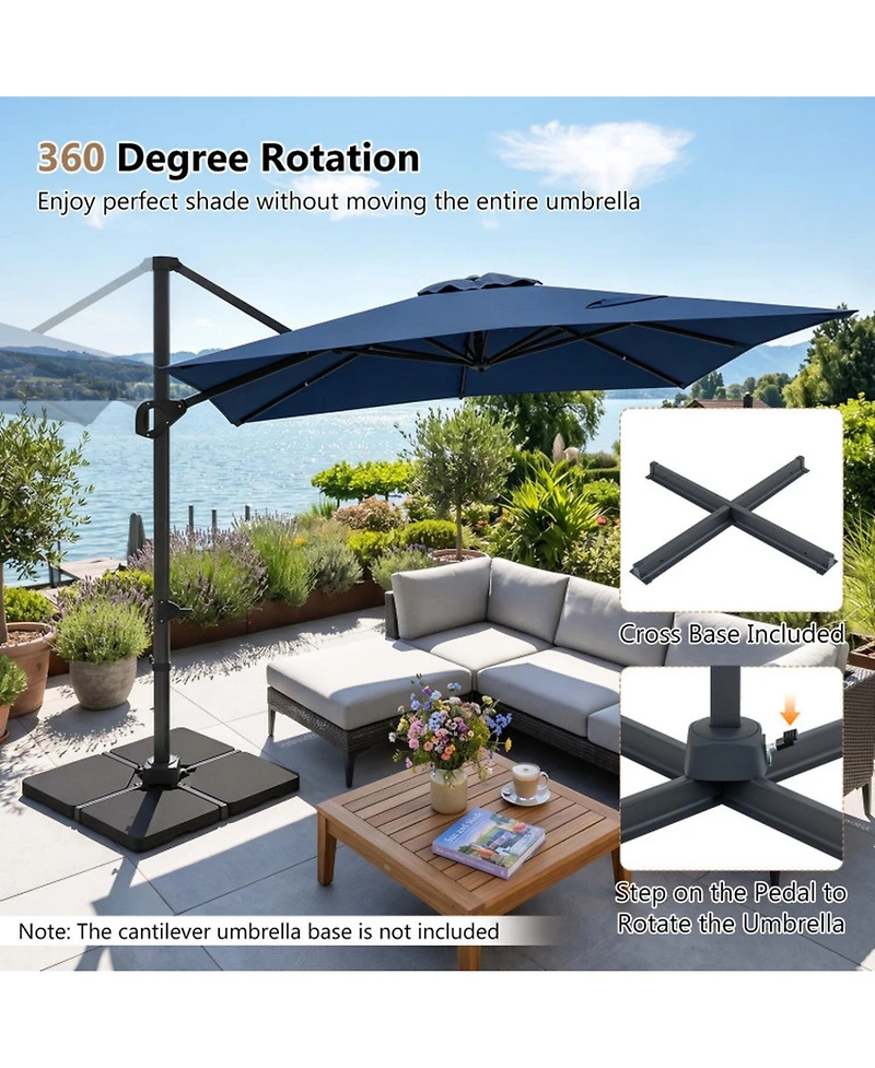 Sugift 11 x 9 Feet Cantilever Patio Umbrella with 360 Rotation and Easy Tilt Adjustment