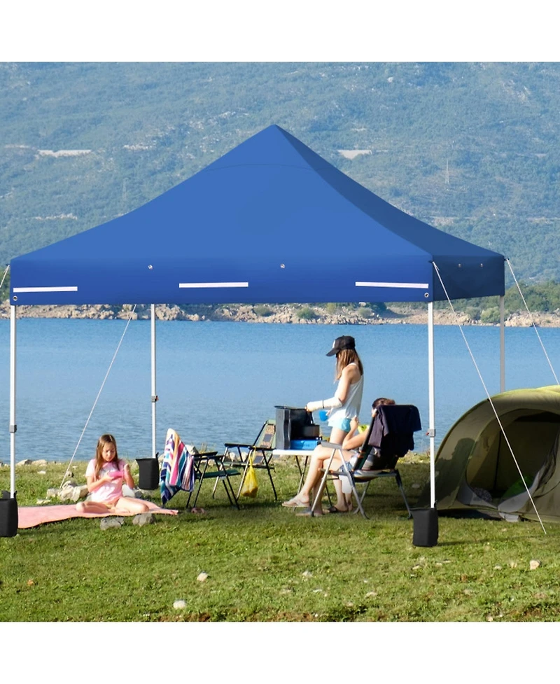 Sugift 10 x 10 Feet Pop-up Gazebo with 5 Removable Zippered Sidewalls and Extended Awning