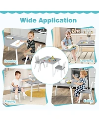 Gouun 3 Piece Kids Table and Chairs Set with Bunny Ear Backrest