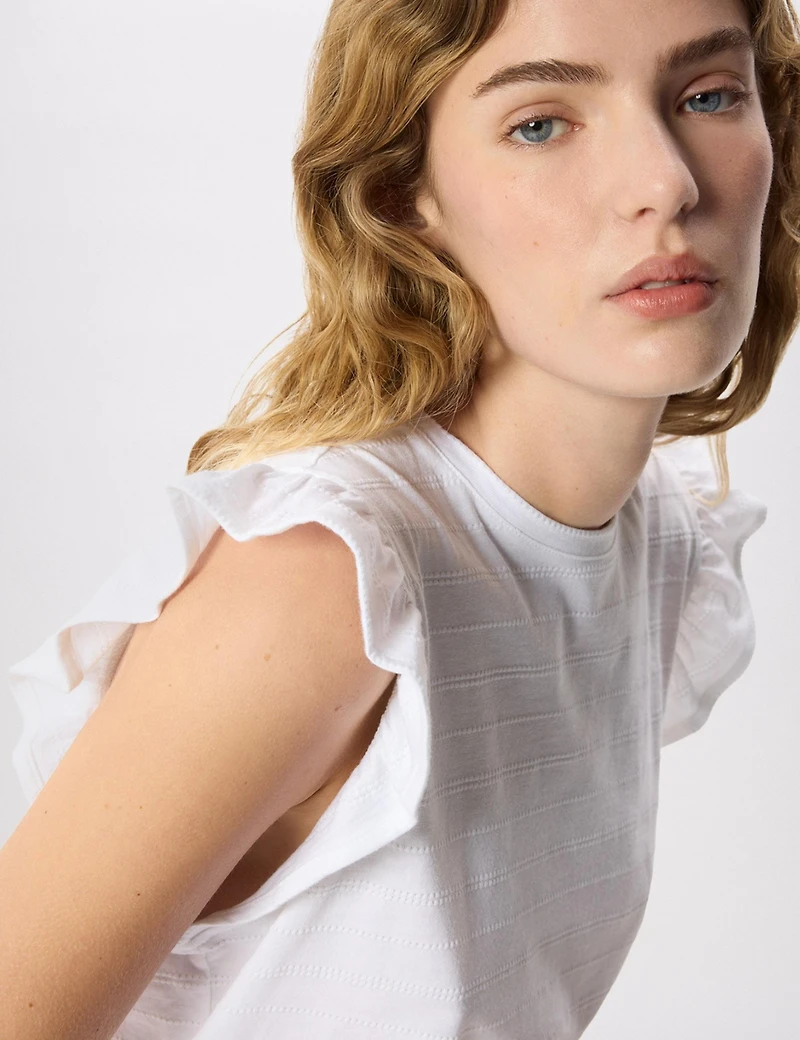 Whistles Women's Frill Sleeve Broderie Top