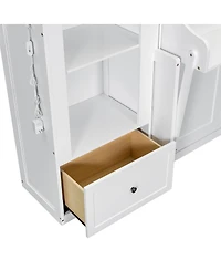 Streamdale Furniture Queen Size Murphy Platform Bed with Shelf Side Cabinets Drawers and Led