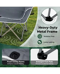 Sugift Portable Oversized Camping Loveseat Chair with Armrests and Cup Holders