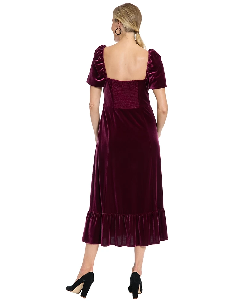 London Times Petite Square Neck Midi Dress