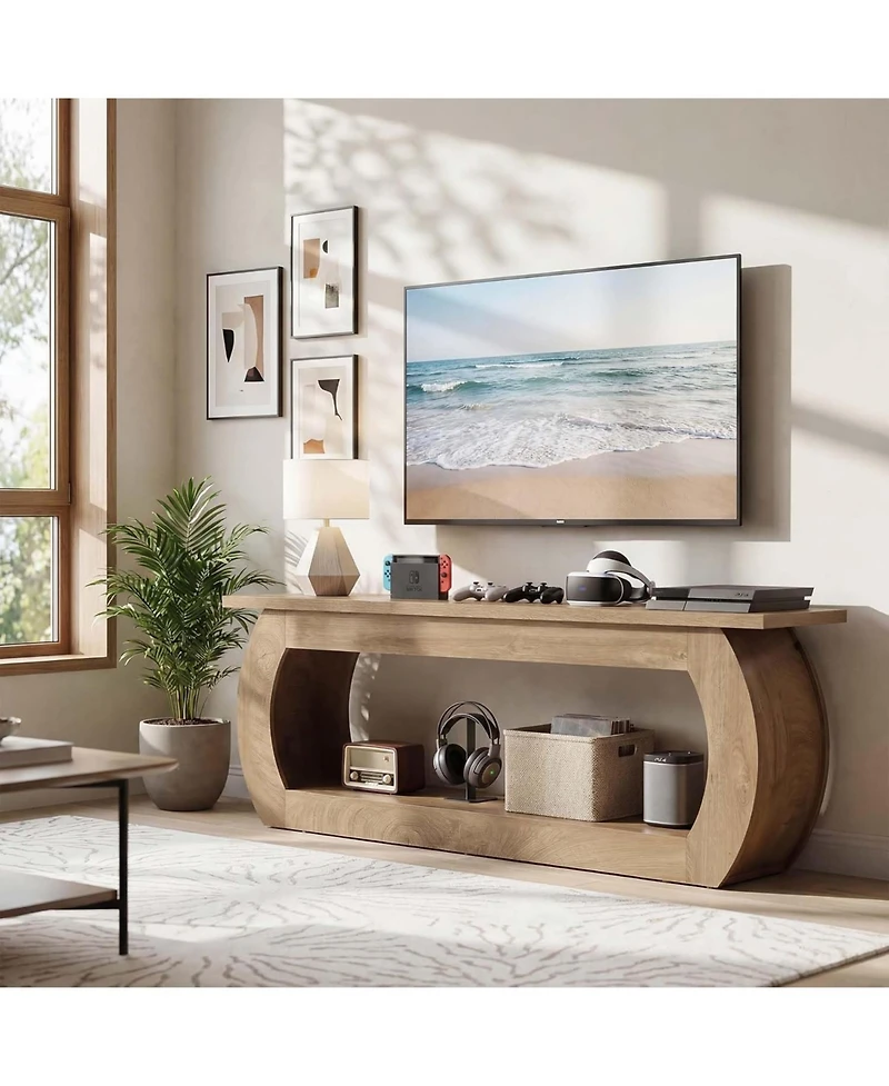 Tribesigns Tv Stand for 65 Inches, Wooden Entertainment Center with Storage, Farmhouse Media Tv Console Table