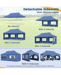 Sugift 10 x 20 Feet Pop Up Canopy Tent with 6 Sidewalls Windows and Carrying Bag for Party Wedding Picnic