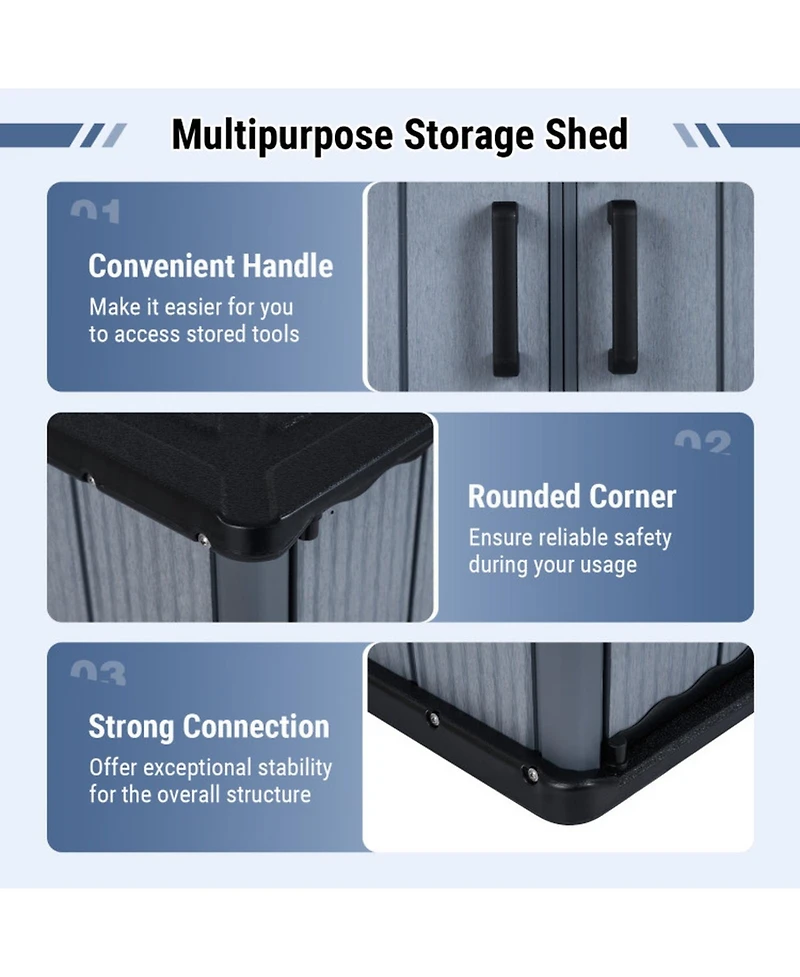 Gouun Outdoor Storage Shed All-Weather Box with Lockable Door Build