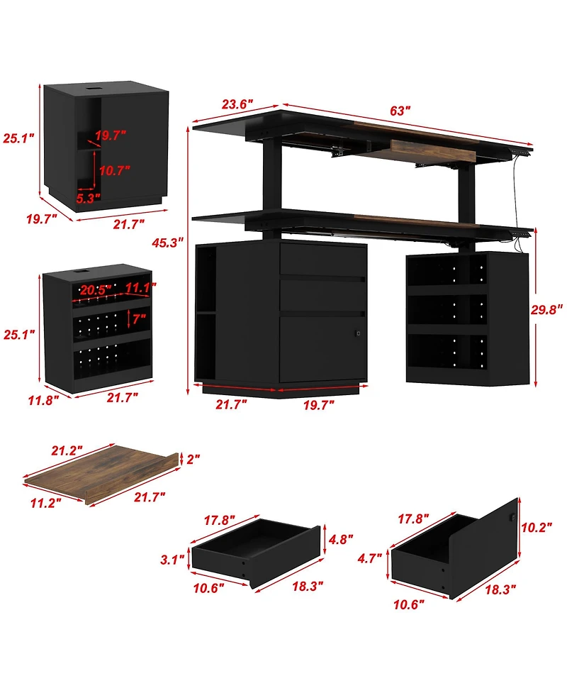 Homsee Electric Standing Desk - Height Adjustable Desk with Fingerprint Lock and Pegboard Tiger Wood Grain Computer Desk for Home Office