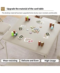 homfan Square Folding Card Table with Pu Leather Surface, Metal Frame