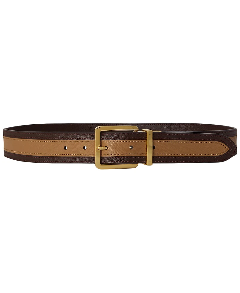 Lauren Ralph Two-Tone Reversible Crosshatch Leather Belt