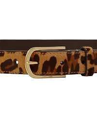 Lauren Ralph Leopard Print Leather Skinny Belt